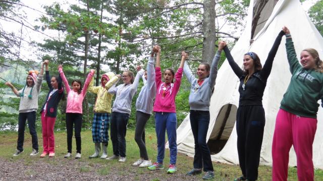 Happy WeHaKee campers at the teepee